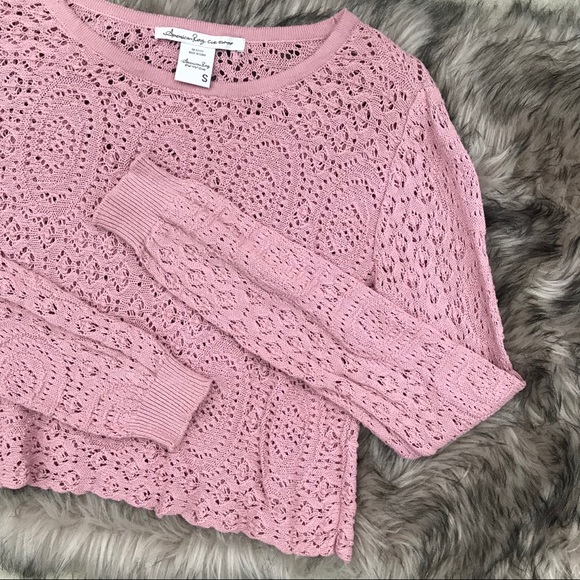 American Rag crop pink knit sweater - Picture 4 of 6